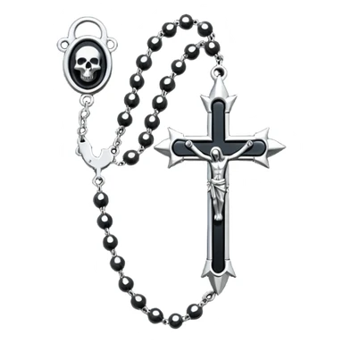 Gothic rosary with spikes instead of beads, dark iOS emoji style sticker