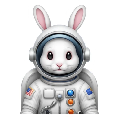 dark hite rabbit astronaut sticker