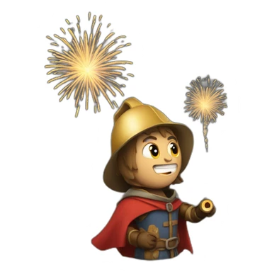 medieval Pyrotechnician seeing some fireworks go off in front of him sticker