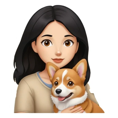 A black hair girl holding a corgi dog a chinese lupus families dog sticker