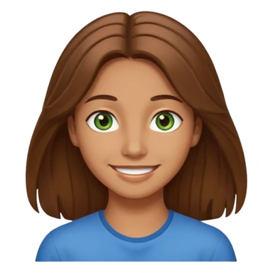 Im kinda a mixed between tan and pale   I have greenish blue hazel eyes I have brown long hair middle part and make me smiling  sticker