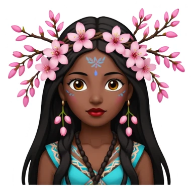 tribal woman with cherry blossom sticker
