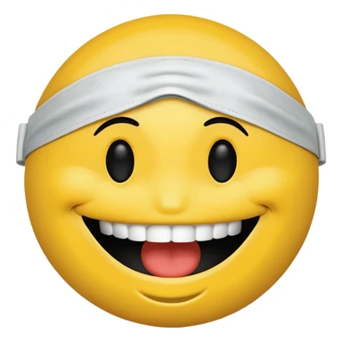 A smiley face wearing a gag and blindfolded sticker