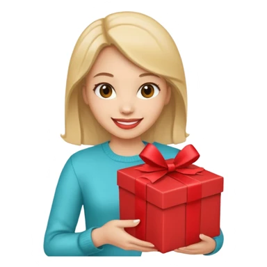 woman courier holding gift box sticker