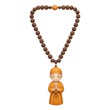 monk necklace object icon, wooden prayer beads with simple pendant, spiritual minimal design, natural wood texture, subtle sacred aura, 3D cartoon style, mobile game icon style, centered, clean background, no text, no watermark
 sticker