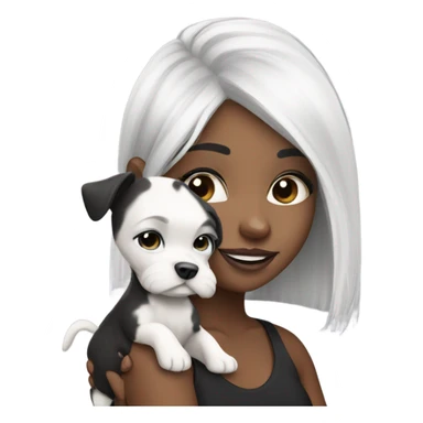 Platinum haired girl with black and white puppy sticker