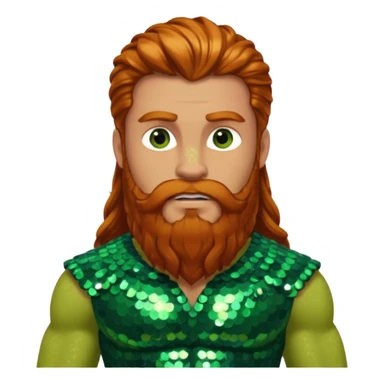 Hercules, God of Heroes from Gods and Goddesses with long ginger hair and beard, green and brown sequin outfit sticker