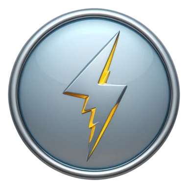 A lightning bolt emoji made of polished silver chrome, sharp yet rounded edges, glossy metallic surface, soft reflections, minimal futuristic design, iOS emoji style, centered, clean white background sticker