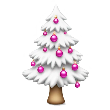 white christmas tree with pink ornaments and pink bow sticker