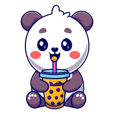 cute panda eating bubble tea sticker