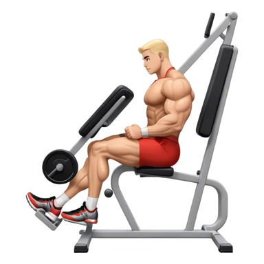 side-view bodybuilder seated weighted calf-raise machine lower leg exercise sticker
