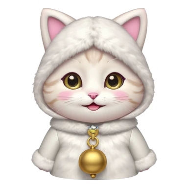 kawaii neko, cute outfit with bell sticker