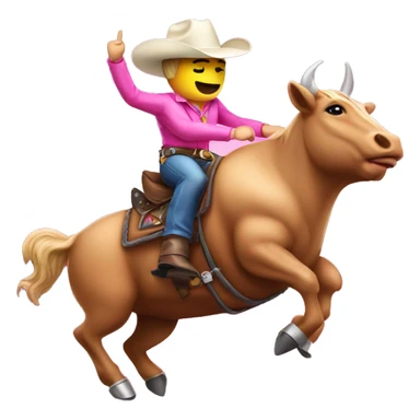 pink cowboy riding mechanical bull sticker
