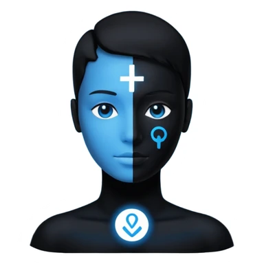 person silhouette with AI symbol above sticker