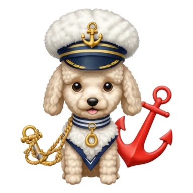 poodle with an anchor sticker