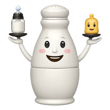 Salt shaker with a face natural has a 2 legs sticker