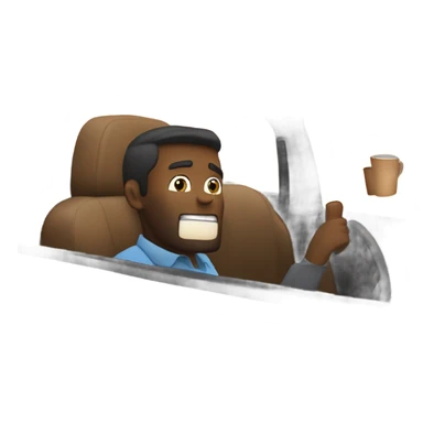 um cara tomando café em um acidente de carro enquanto os outros choram por ter um meteoro na lua sticker