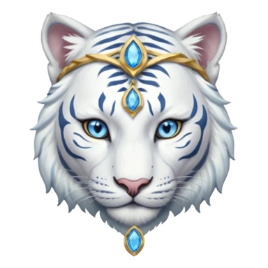 ESO Female white tiger khajiit leader of the umbral rose, blue eyes, blue 'third eye' gem, something symbolizing leadership ruling  sticker