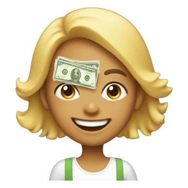 Happy girl with money sticker