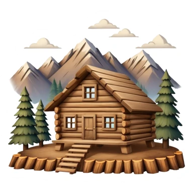  wooden house made of logs in the mountains sticker