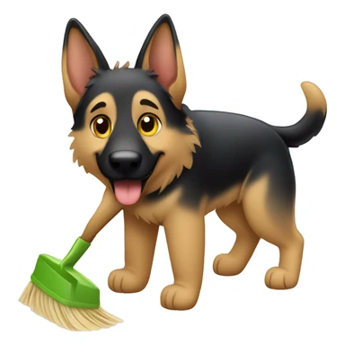 German shepherd cleaning the house sticker