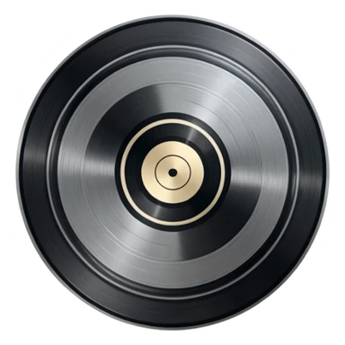 A dark metal platinum music award plaque The center features a relief of a or stylized vinyl record in a slightly darker metallic tone sticker