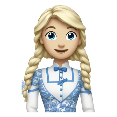 french toile blue and white heart emoji sticker