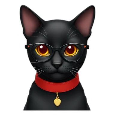 Black cat with glasses and red choker sticker
