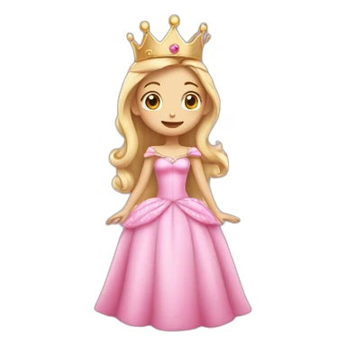 pink princess with crown and princess dress sending a kiss sticker