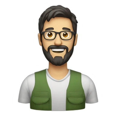 happy gardener man dark hair beard glasses sticker