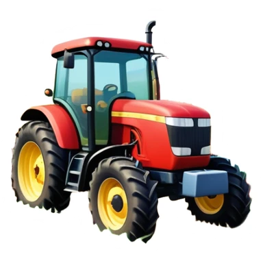 An icon showing close-up tractor in a colorful rural landscape, inspired by Farming Simulator 23. The design features vibrant fields, barns, and crops under a bright sky, with tractors working the land. The peaceful and immersive farming environment is highlighted with a transparent background sticker