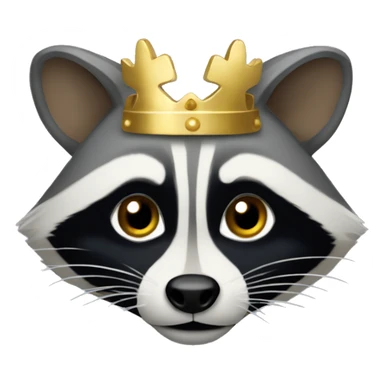A raccoon with a little gold crown sticker
