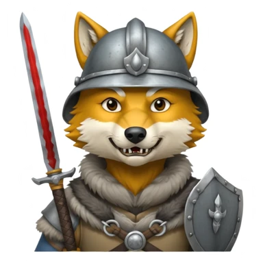 wolf face, mogolian ancient hold small sword front and steel helmet sticker