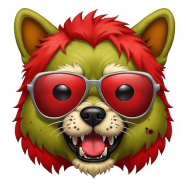 Zombie dog with red hair and sun glasses sticker