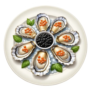 Plate of oyster topped with caviar  sticker