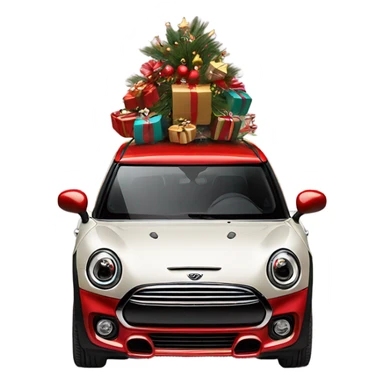 Red Mini Cooper Clubman with lots of Christmas decorations sticker
