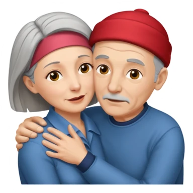 I want an old man with balding grey hairs and a woman in her 40s in a passionate embrace sticker