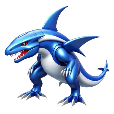 Shiny futuristic Cyber-Garchomp-Kyurem-Kyogre-Latios-Lugia-Fakémon-hybrid-creature (full body)  sticker