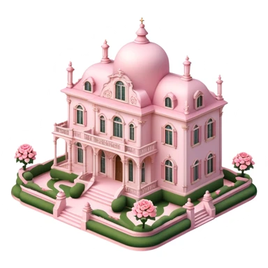 Light Pink Rococo mansion with rose gardens isometric  sticker