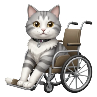 grey and white disabled cat in cat wheelchair sticker