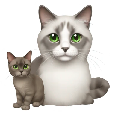 grey ragdoll cat and little brown cat with green eyes  sticker