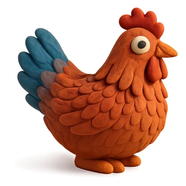 hen with detailed feathers in claymation style sticker