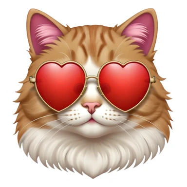 Cat wearing heart-shaped sunglasses sticker