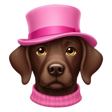 Chocolate Labrador with pink hat sticker