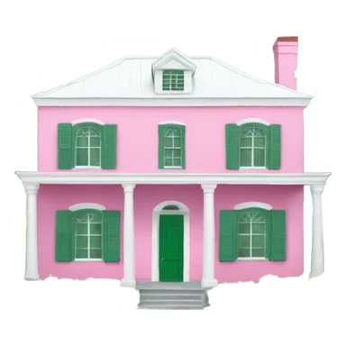 Pink Bermuda house white roof green shutters sticker