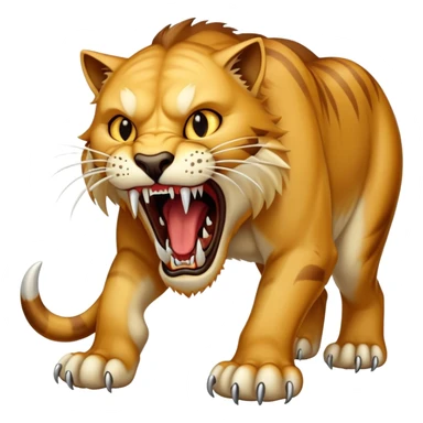 saber-toothed cat with gigantic canine teeth four times longer than its entire body, extremely exaggerated fangs sticker
