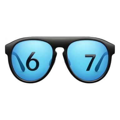 Sunglasses with the number 67 on them sticker