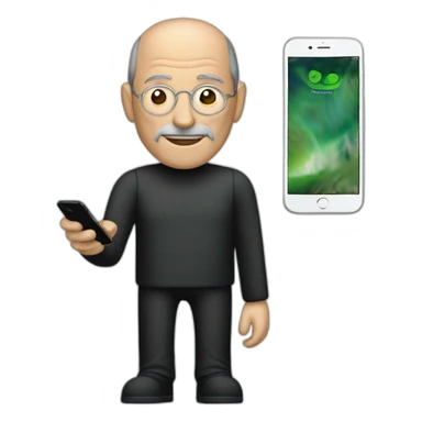 steve jobs with a android phone sticker