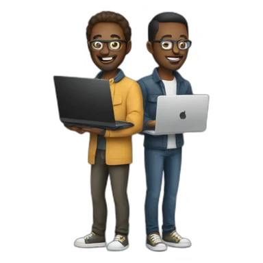 two male designers with laptops sticker