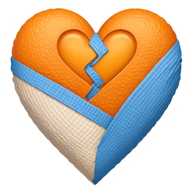 Half blue half orange heart split vertically add a bandage wrapped around the heart  sticker